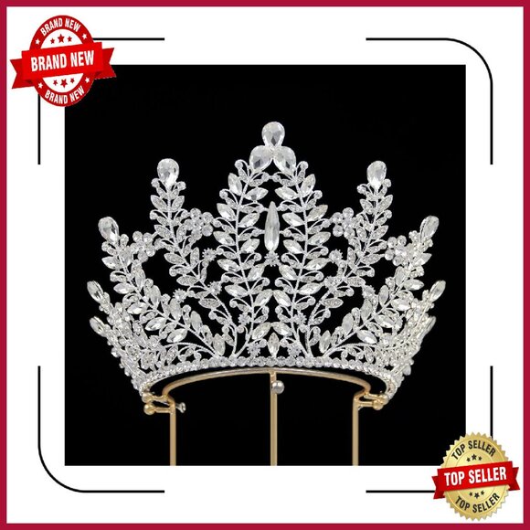 Extra Large Austrian Crystal Tiara Tall Pageant Crown Rhinestone Headpiece